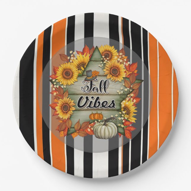 Autumn Beautiful Trendy Thanksgiving Collection Paper Plate (Front)