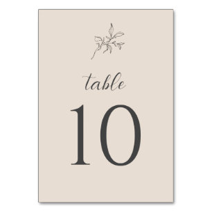 Autumn Beige Elegant Wedding Table Numbers