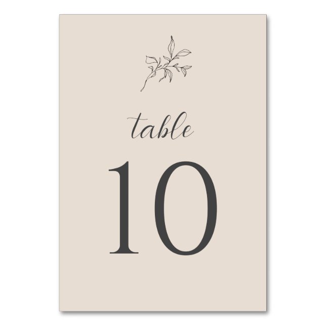 Autumn Beige Elegant Wedding Table Numbers (Front)