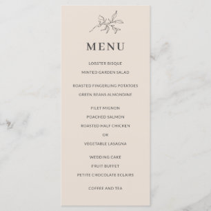 Autumn Beige Simple Elegant Botanical Menu