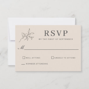 Autumn Beige Simple Elegant Wedding RSVP