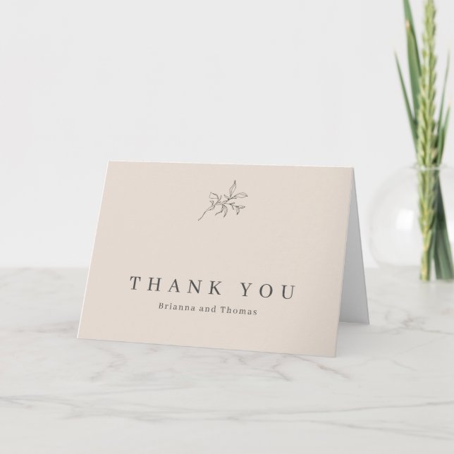 Autumn Beige Simple Wedding Thank You Card (Front)