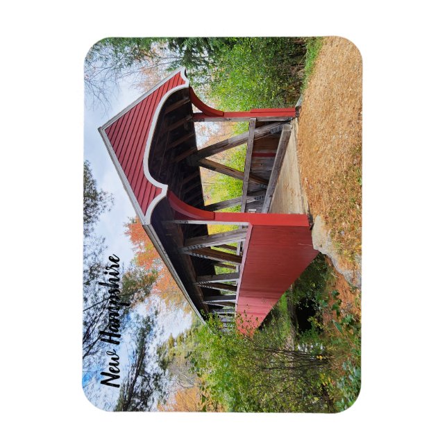 Autumn Belmont covered bridge NH Magnet (Vertical)