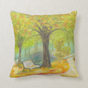 Autumn Bench square pillow