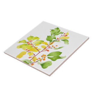 Autumn Berries on a Ceramic Tile