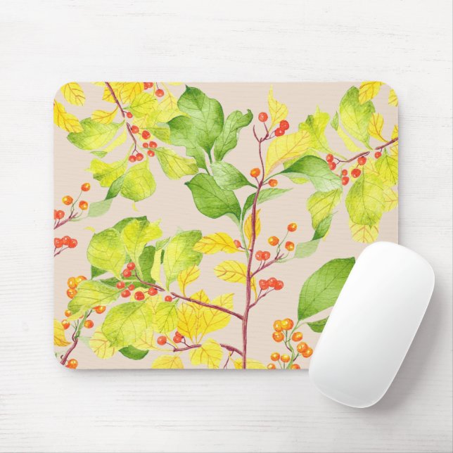 Autumn Berries on a Mouse Pad (With Mouse)