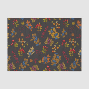 Autumn berries on chocolate brown 2 tissue paper