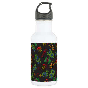 Autumn berries on chocolate brown 532 ml water bottle