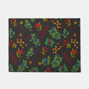 Autumn berries on chocolate brown doormat