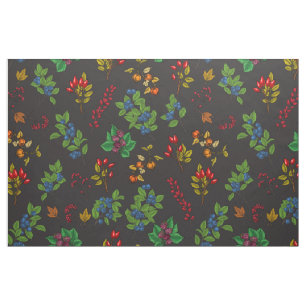 Autumn berries on chocolate brown fabric