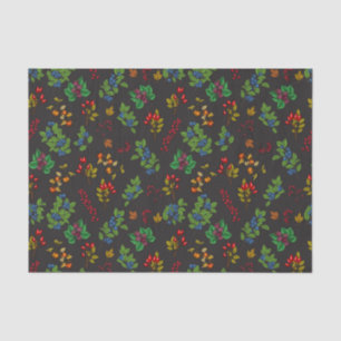 Autumn berries on chocolate brown tissue paper