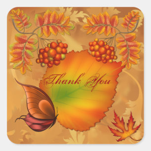 Autumn Berries Thank You Square Sticker