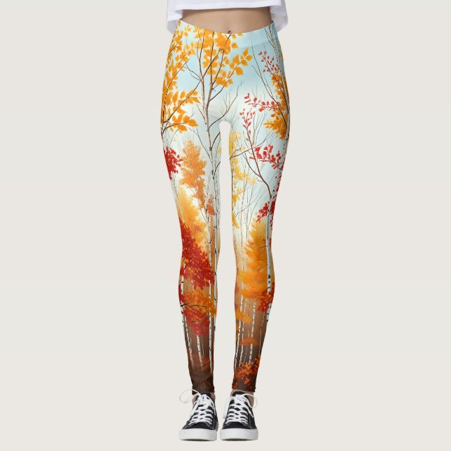 Autumn Birch Trees Leggings (Front)