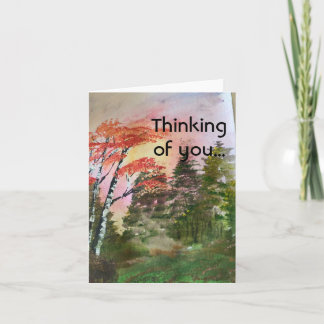 Autumn Birch Trees Thinking of You Blank Note Card