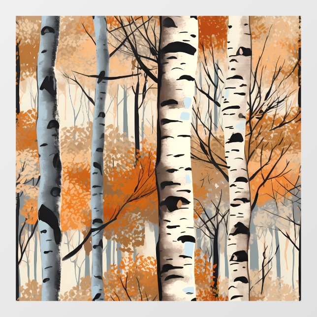 Autumn Birch Trees Window Cling (Sheet)