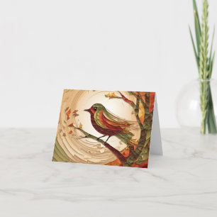Autumn Bird Collage Thank You Card