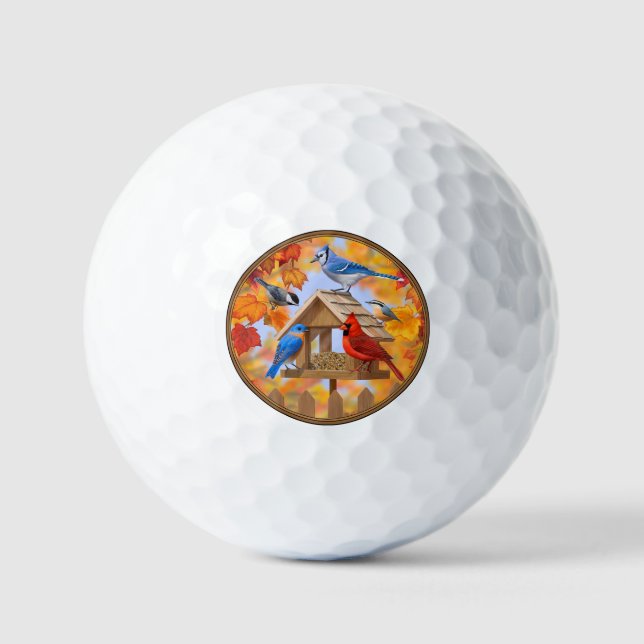 Autumn Bird Feeder Gathering Golf Balls (Front)