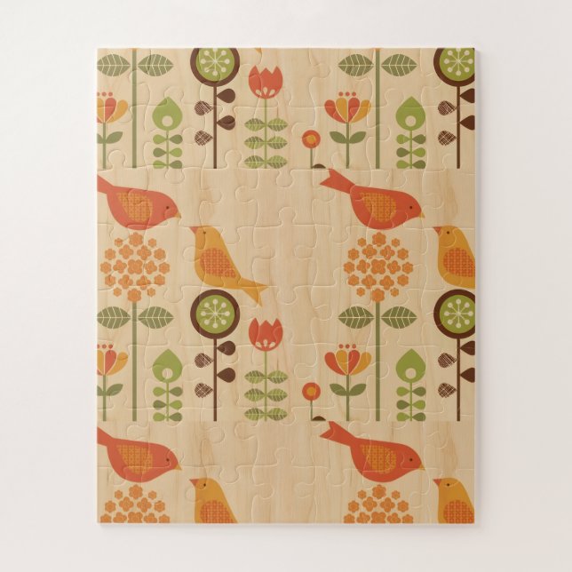 Autumn Bird Folk Art Jigsaw Puzzle (Vertical)