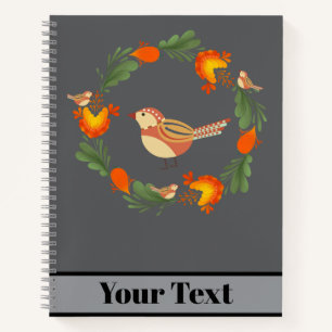 Autumn Bird Folk Art Notebook