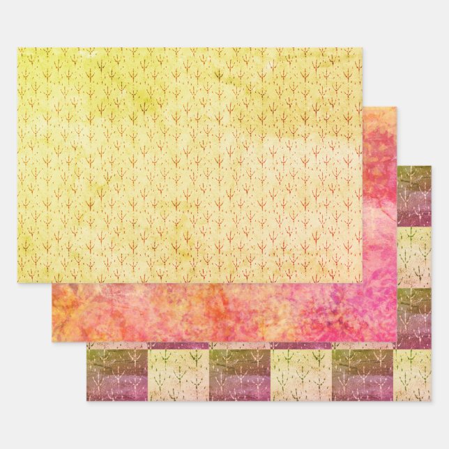 Autumn Bird Tracks Wrapping Paper Sheet (Set)
