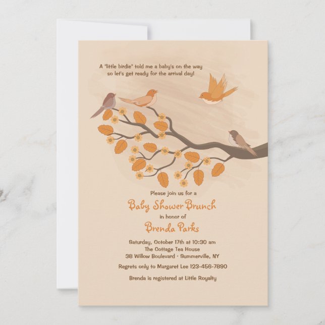 Autumn Birds Invitation (Front)