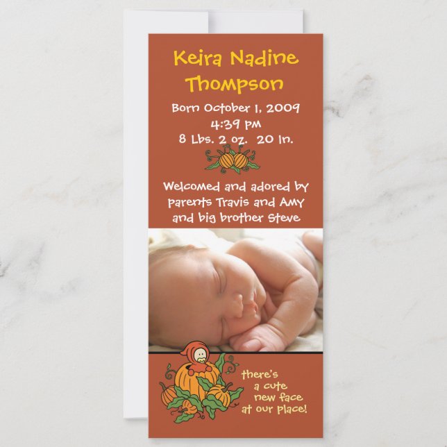 Autumn Birth Announcement (Front)