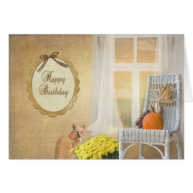 Autumn Birthday cat (Front Horizontal)