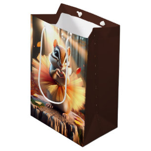 Autumn Birthday Chipmunk Wearing a Tutu Medium Gift Bag
