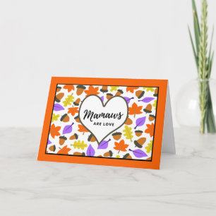Autumn Birthday for Mamaw Colourful Leaves Acorns Card