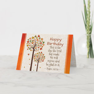 Autumn Birthday Inspirational Bible Psalm 118:24 Card