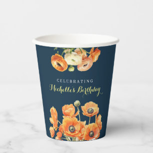 Autumn Birthday Party Fall Fete Orange Blossom Paper Cups