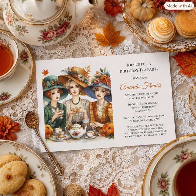 Autumn Birthday Tea Party  Invitation (Creator Uploaded)