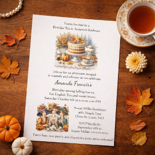 Autumn Birthday Tea Party Invitation  Flyer