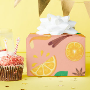 Autumn Birthdays Orange and Cinnamon Seamless Fall Wrapping Paper