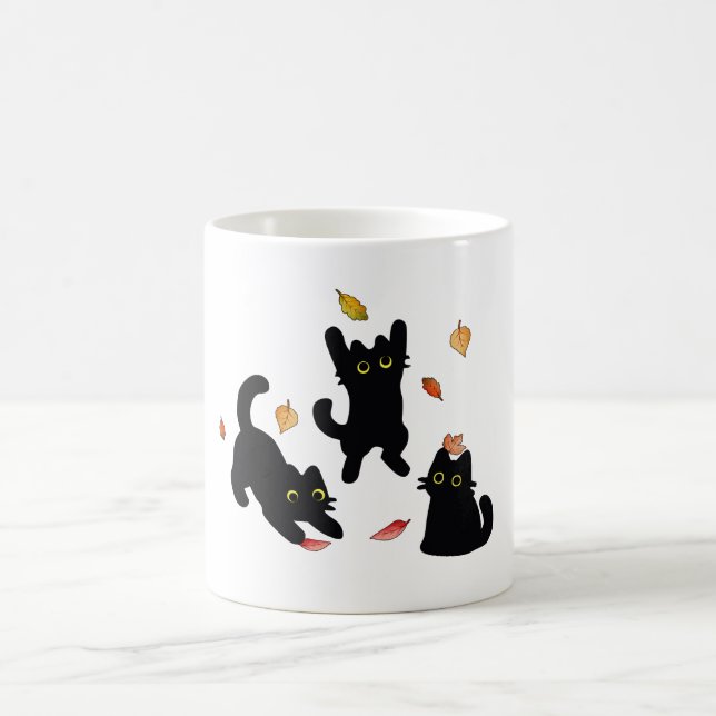 Autumn Black Cat Silhouettes Coffee Mug (Center)