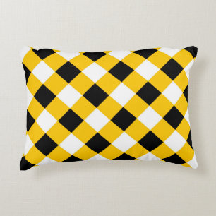 Autumn Black Yellow and White Pattern Decorative Cushion