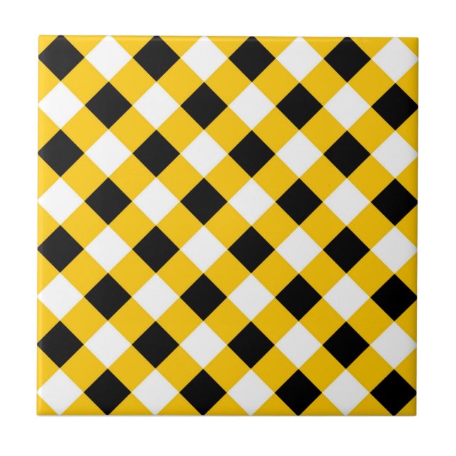 Autumn Black Yellow and White Pattern Tile (Front)