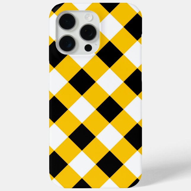 Autumn Black Yellow and White Plaid Pattern Case-Mate iPhone Case (Back)