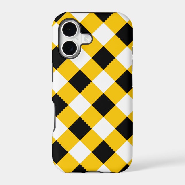 Autumn Black Yellow Chequered Geometric Pattern (Back)