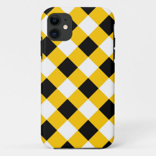 Autumn Black Yellow Chequered Geometric Pattern iPhone 11 Case