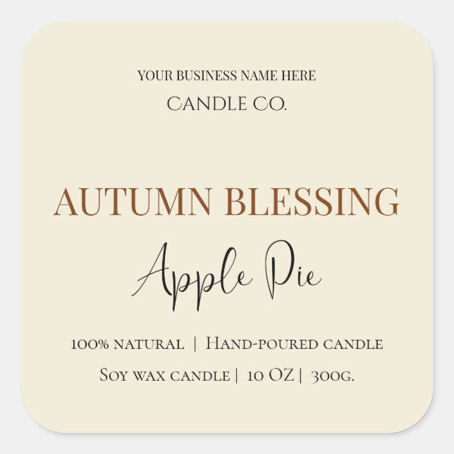 Autumn Blessing Apple Pie | Fall Candle Label  (Front)