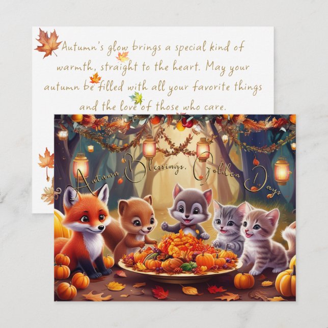 Autumn Blessings Golden Days Festive Moments Card (Front/Back)