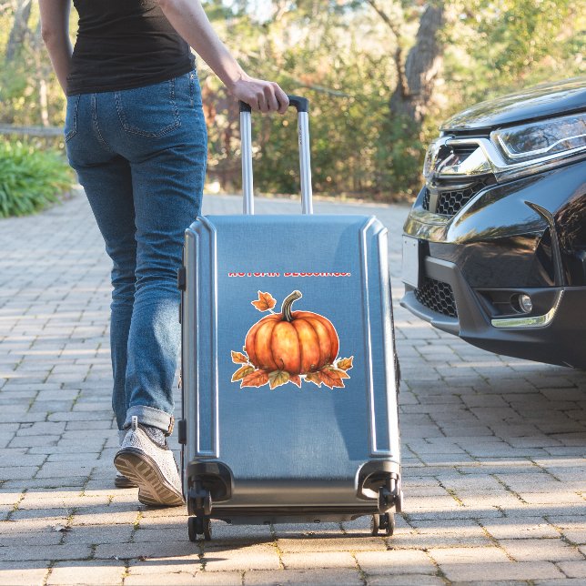 Autumn Blessings Pumpkin with Fall Leaves Classic  (Suitcase Insitu)