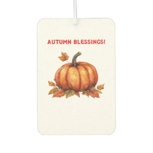 Autumn Blessings Pumpkin with Fall Leaves Classic  Car Air Freshener