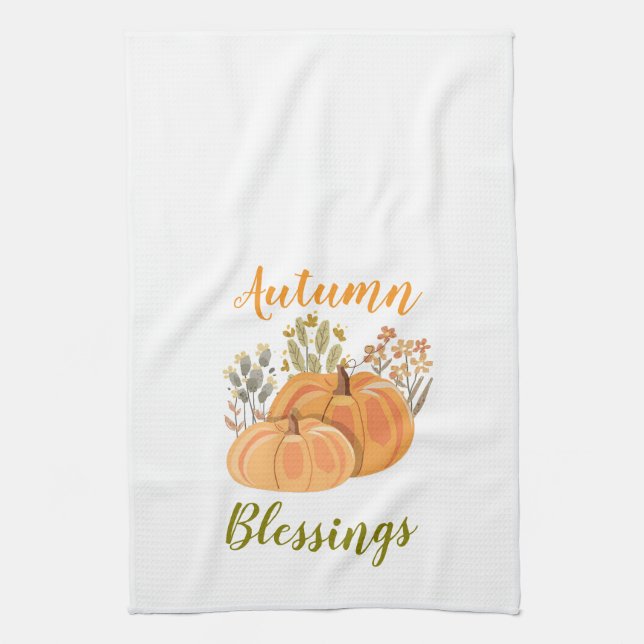 Autumn Blessings Tea Towel (Vertical)