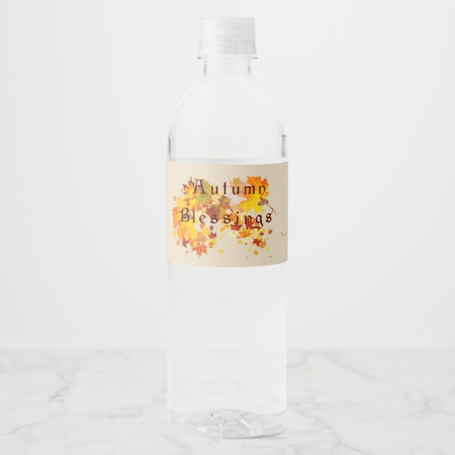 Autumn Blessings Water Bottle Label (Front)