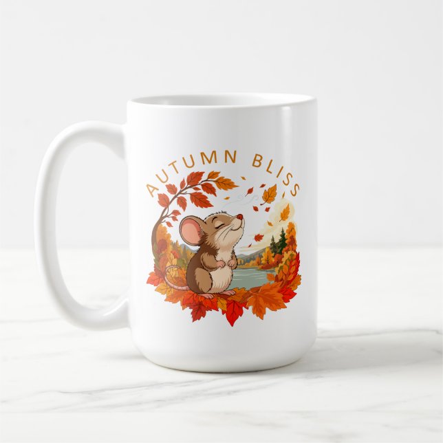 Autumn Bliss Cute Little Mouse Coffee Mug (Left)