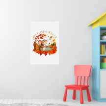 Autumn Bliss Cute Mouse Fall Wall Art
