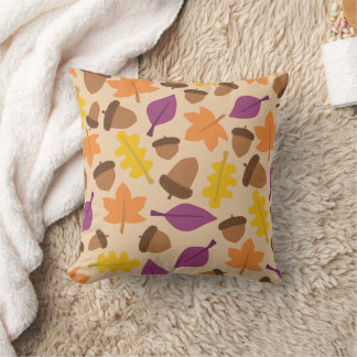 Autumn Bliss Orange Leaf Pattern Cosy Nature Decor Cushion