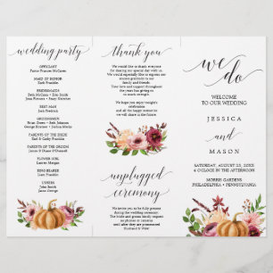 Autumn Bliss Tri-Fold Wedding Program Flyer